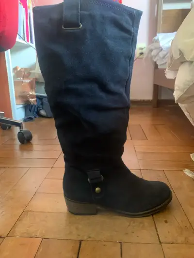 Botas negras de gamuza para mujer - miniatura 2