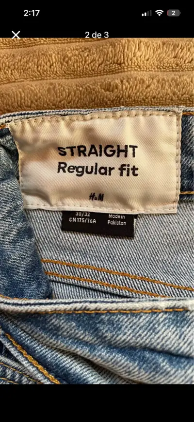 Jeans H&M Straight Regular Fit Azul - miniatura 2