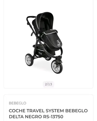 Coche Travel System Bebeglo Delta Negro RS-13750 - miniatura 1