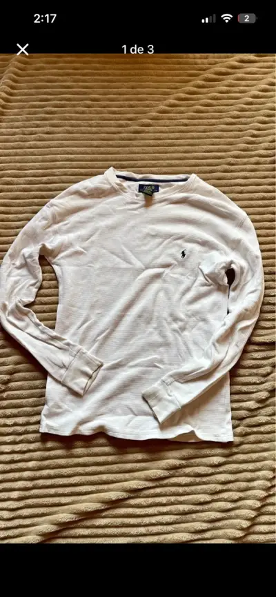 Polera Polo Ralph Lauren blanca de manga larga - miniatura 1