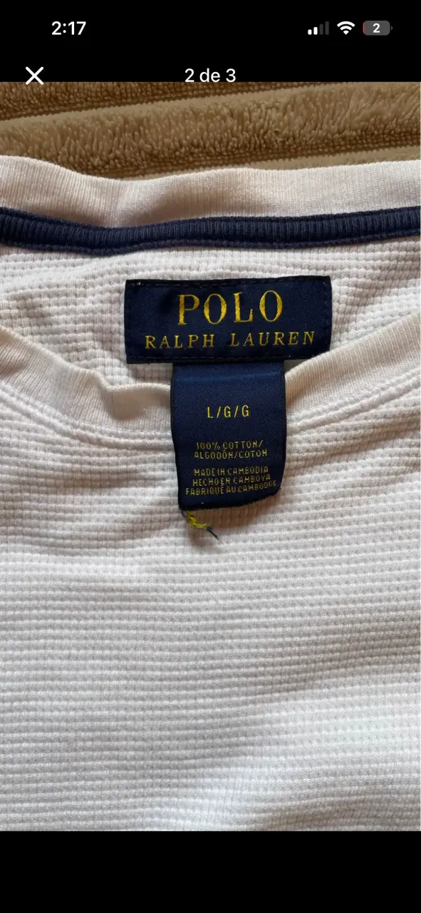 Polera Polo Ralph Lauren blanca de manga larga - 2