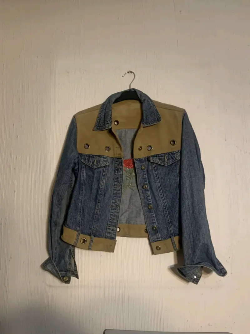 Chaqueta de mezclilla vaquera cuerina boho bordada - 1