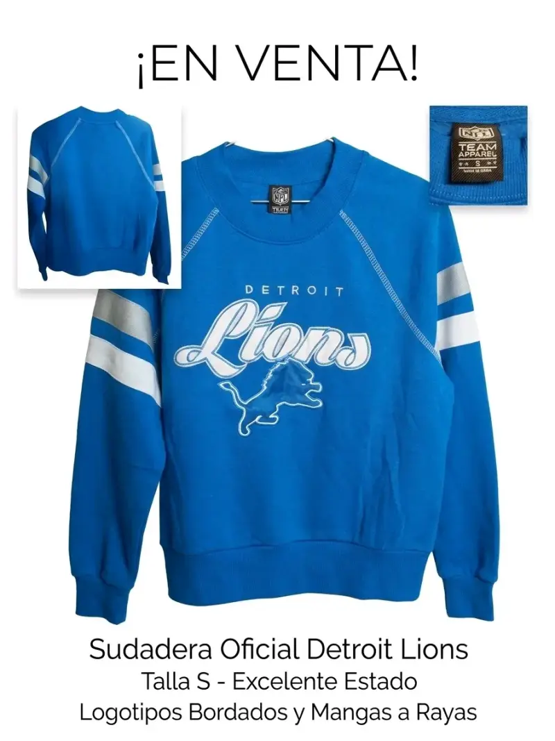 Sudadera Oficial Detroit Lions Azul Talla S - 1