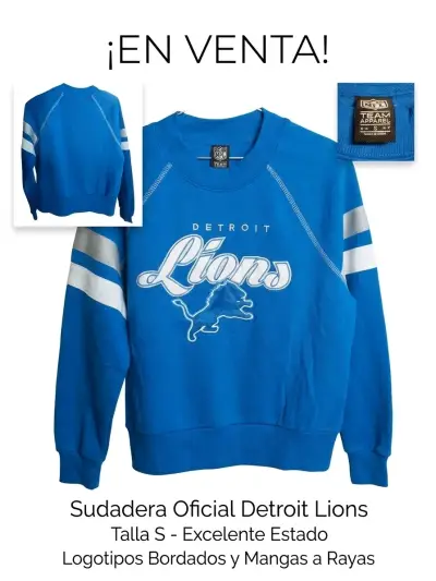 Sudadera Oficial Detroit Lions Azul Talla S - miniatura 1