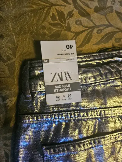 Pantalones Zara estilo metálico de tiro alto - miniatura 1