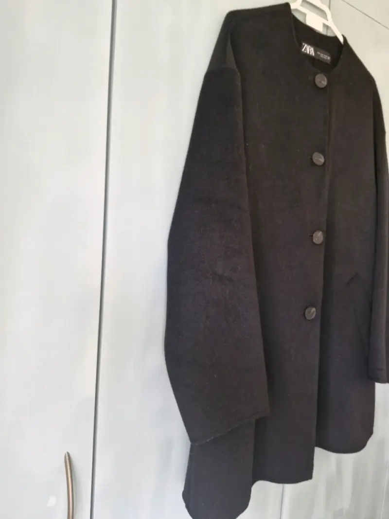 Abrigo negro de lana Zara para mujer - 6