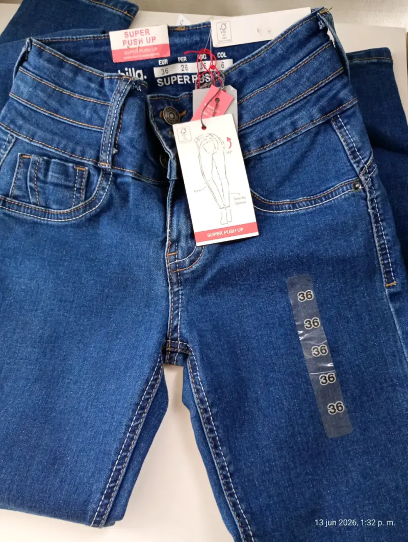 Jeans Super Push Up Azul Talla 36 - 1