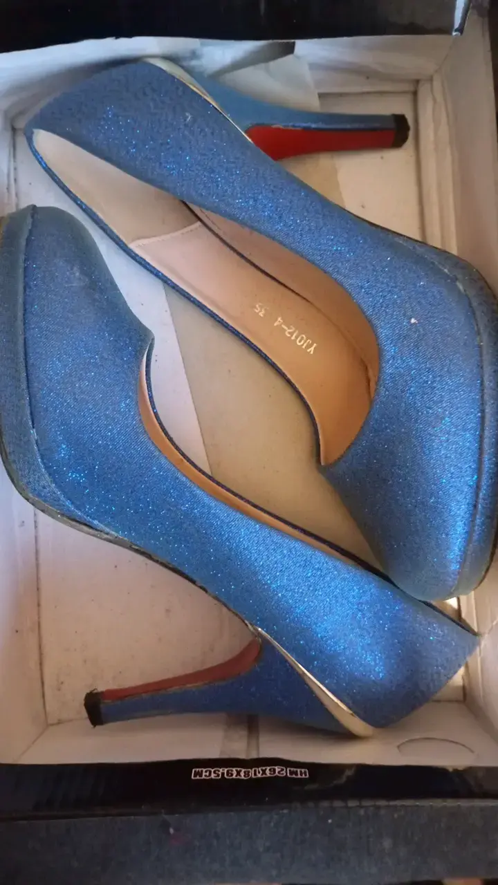 Zapatos de Tacón Azul Brillante para Mujer - 1