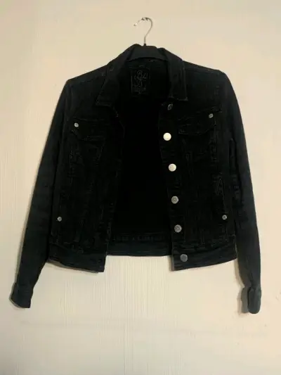Chaqueta de mezclilla negra tiro corto Y2K douyin - miniatura 1