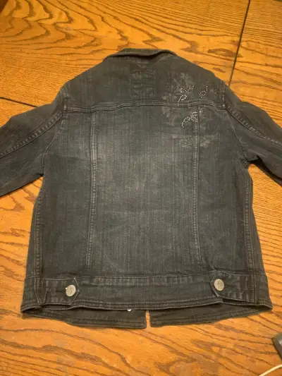 Chaqueta de mezclilla negra tiro corto Y2K douyin - miniatura 2
