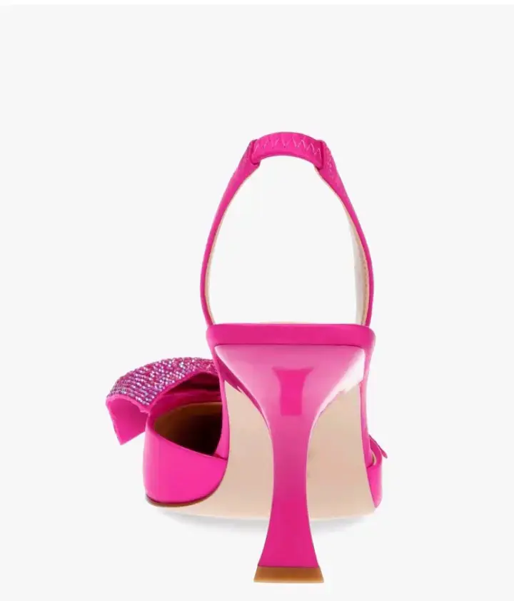 Zapatos de Tacón Fucsia con Lazo Brillante - 2