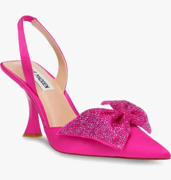 Zapatos de Tacón Fucsia con Lazo Brillante - 3