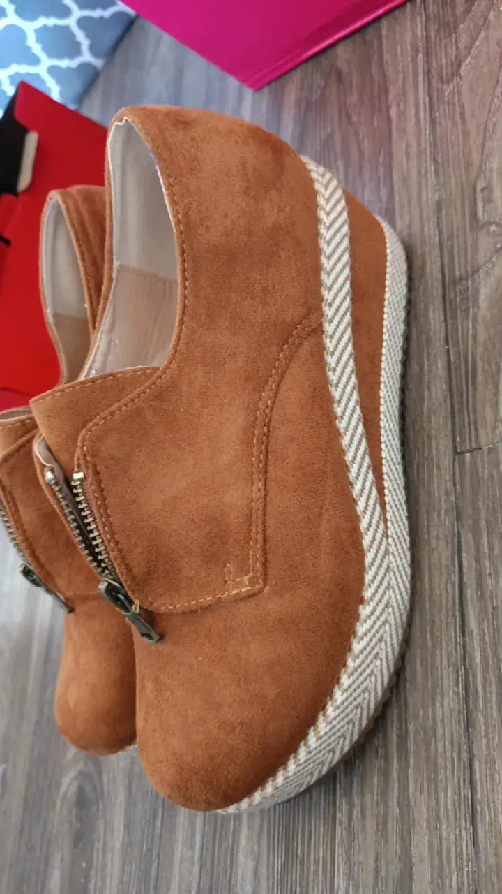 Zapatos de plataforma marrón con cierre - 3
