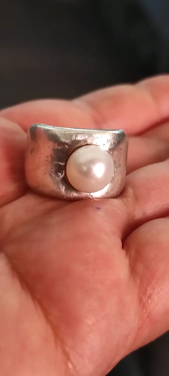 Anillo de plata con perla Tous