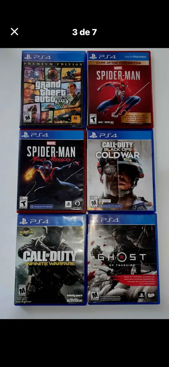 Colección de Juegos PS4: GTA V, Spider-Man, Call of Duty y Ghost of Tsushima