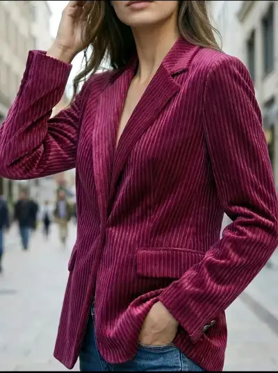 Blazer de terciopelo fucsia para mujer nuevo - miniatura 1