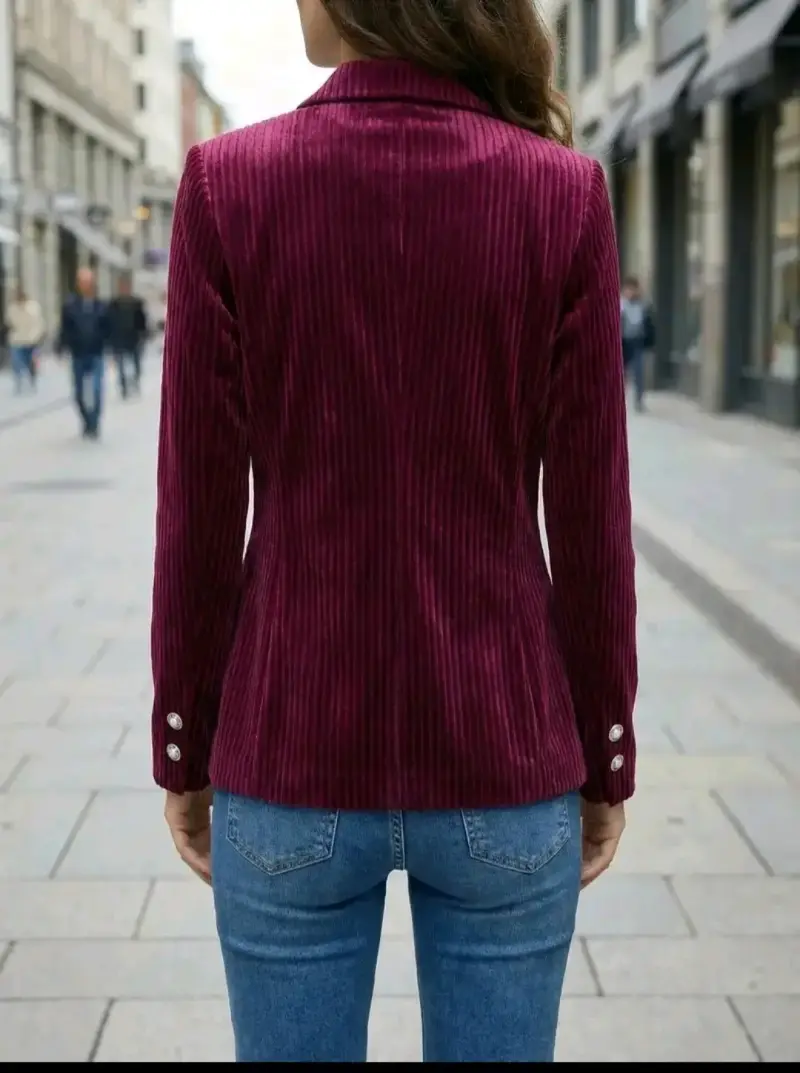 Blazer de terciopelo fucsia para mujer nuevo - 2