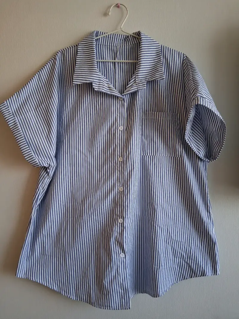 Camisa de rayas azul y blanco para hombre - 2
