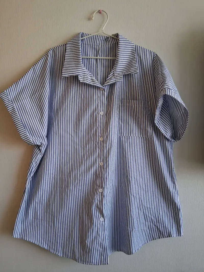 Camisa de rayas azul y blanco para hombre - 3