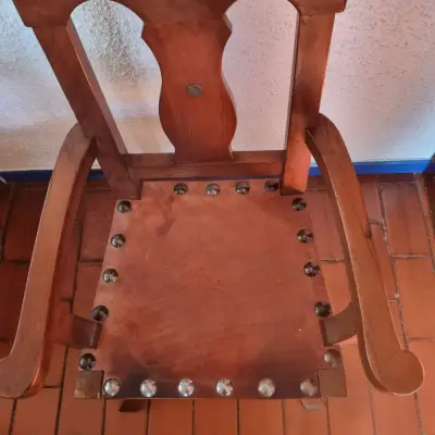 6 Sillas y 2 Sitiales Rústicos en Roble y Cuero - miniatura 2