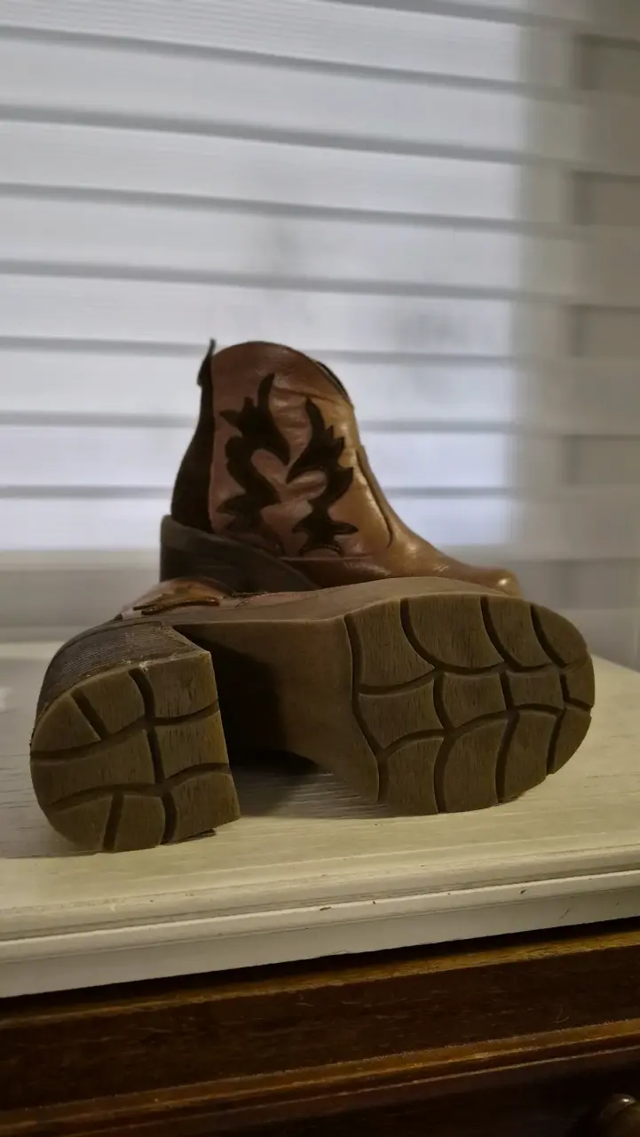 Botines de cuero marrón con plataforma - 3