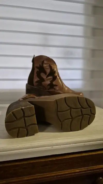 Botines de cuero marrón con plataforma - miniatura 3