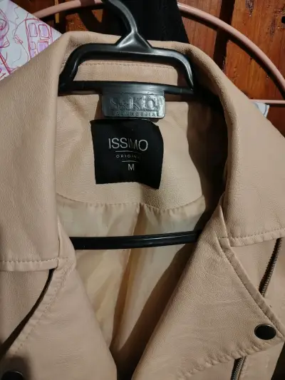 Chaqueta de cuero beige Issimo talla M - miniatura 3