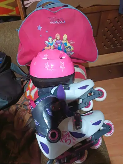 Patines en línea para niños con casco y mochila - miniatura 1