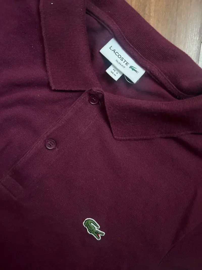 Polera Polo Lacoste Burdeos Slim Fit Original - 3