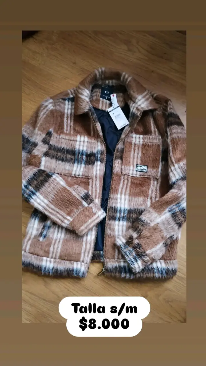 Chaqueta de lana a cuadros marrón FSP