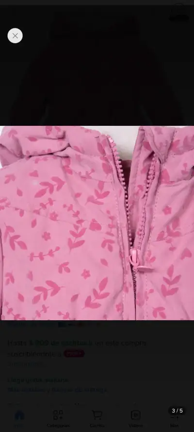 Chaqueta de invierno para niña rosa con capucha - miniatura 3