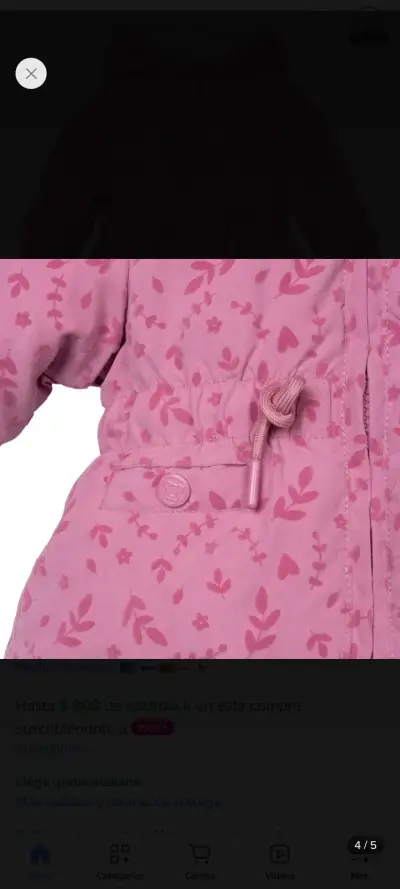 Chaqueta de invierno para niña rosa con capucha - miniatura 4