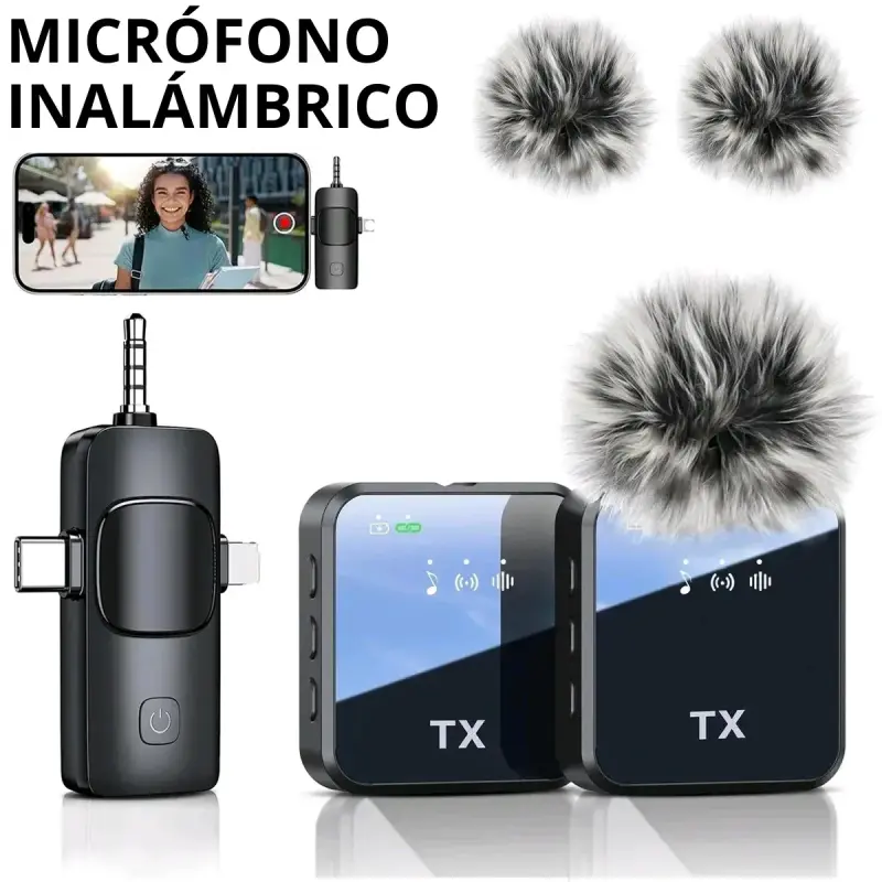 Micrófono inalámbrico para smartphone con dos transmisores