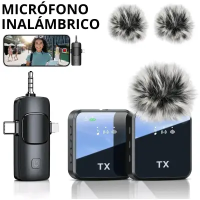 Micrófono inalámbrico para smartphone con dos transmisores - miniatura 1