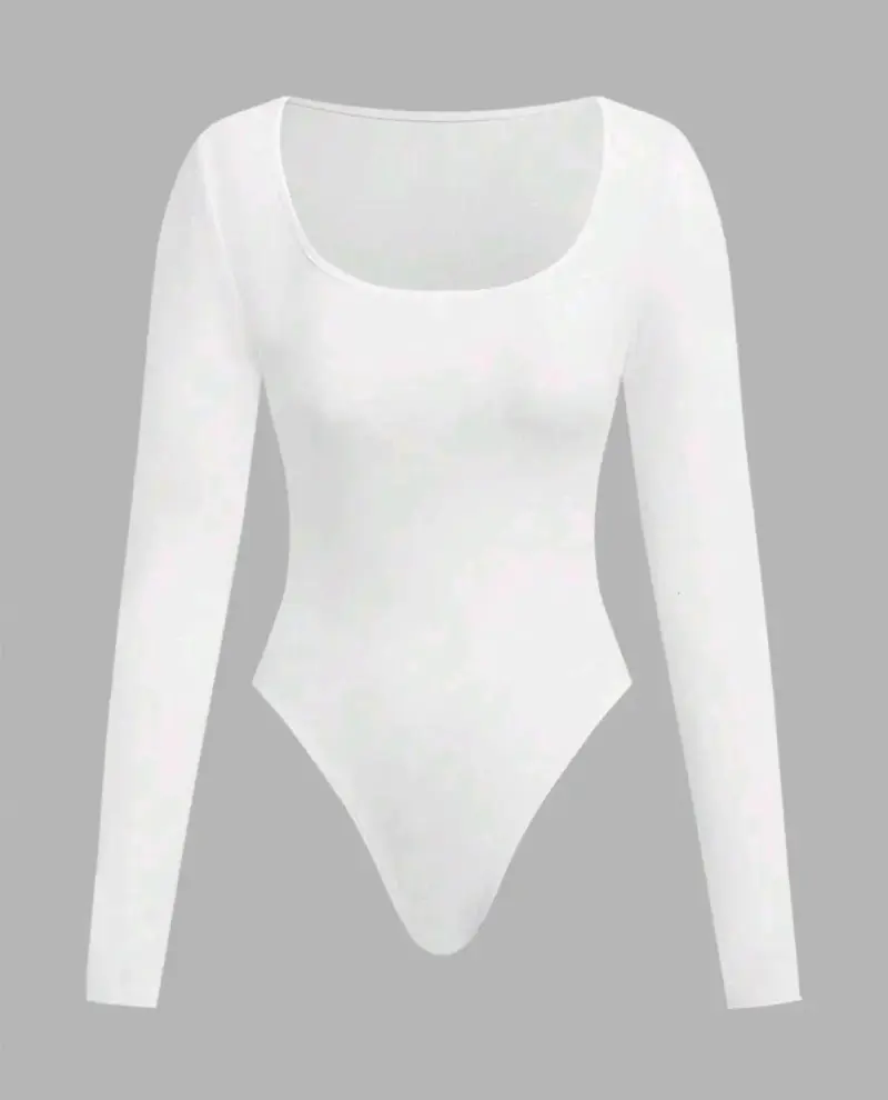 Body blanco de manga larga para mujer