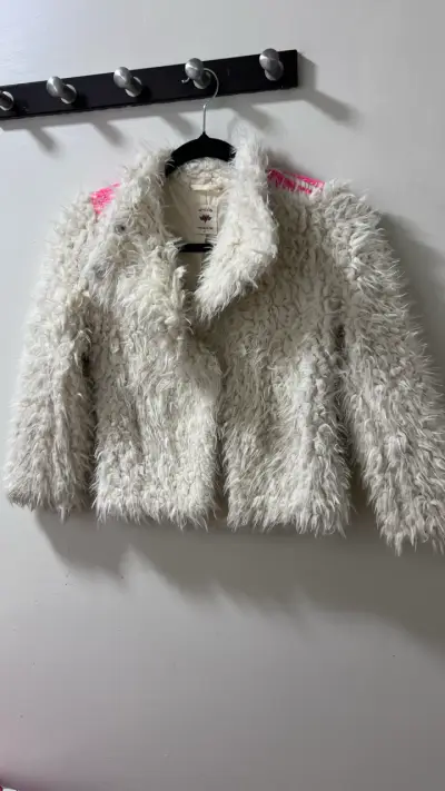 Chaqueta peluche blanca para niña con bordado co - miniatura 1