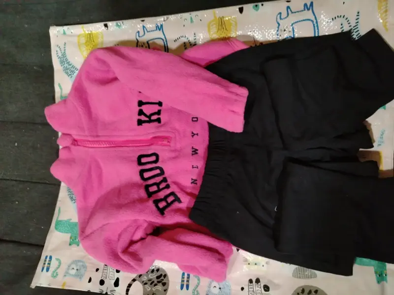 Conjunto de polar para niña rosa y negro - 1