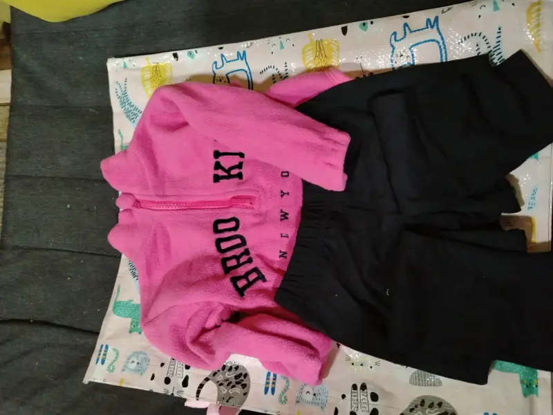 Conjunto de polar para niña rosa y negro - 2