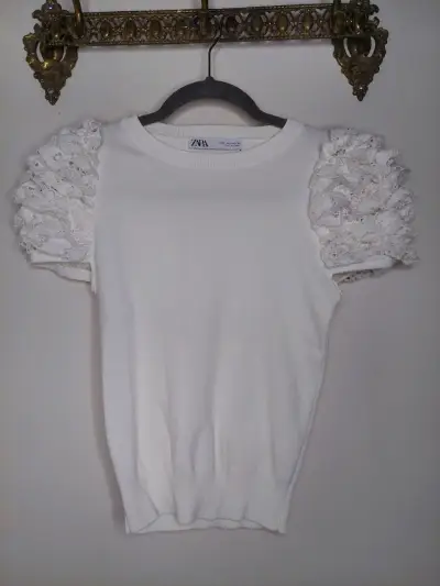 Polera blanca Zara - miniatura 1