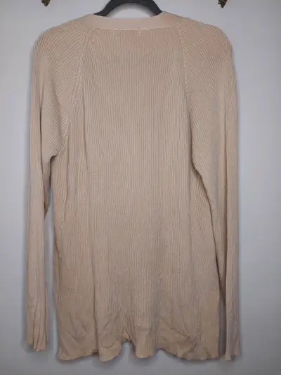 Cardigan beige de punto para mujer - miniatura 2