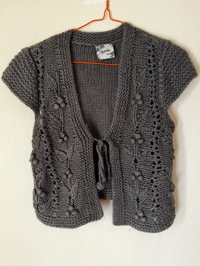 Chaleco tejido gris diseño floral Sybilla talla S - miniatura 1