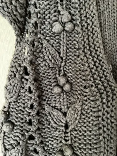 Chaleco tejido gris diseño floral Sybilla talla S - miniatura 3