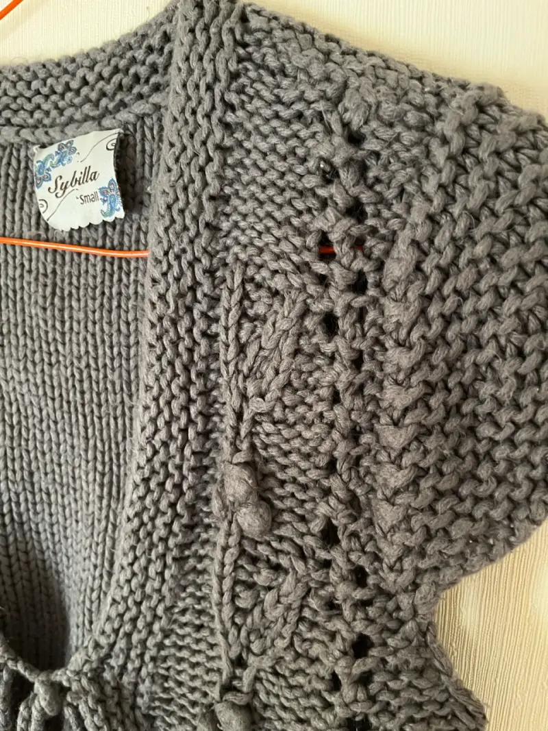 Chaleco tejido gris diseño floral Sybilla talla S - 5