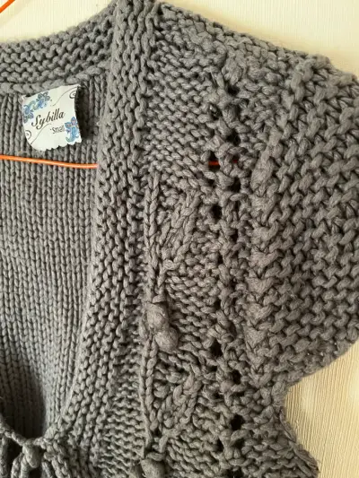 Chaleco tejido gris diseño floral Sybilla talla S - miniatura 5