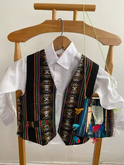 Traje típico infantil con chaleco bordado - miniatura 1
