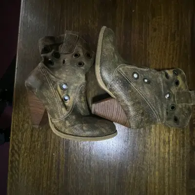 Botines de cuero marrón con tacón alto - miniatura 3