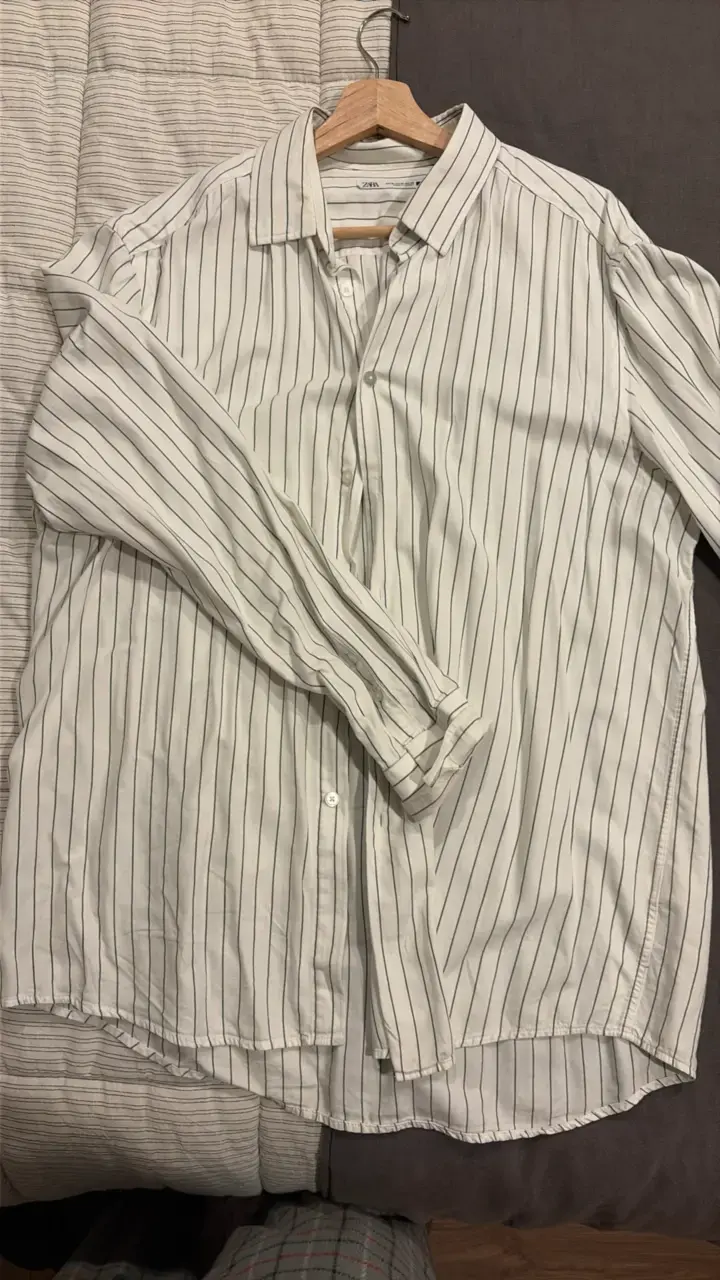 Camisa a rayas blancas Zara XL - 1