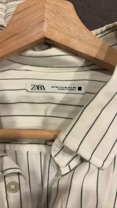 Camisa a rayas blancas Zara XL - miniatura 2