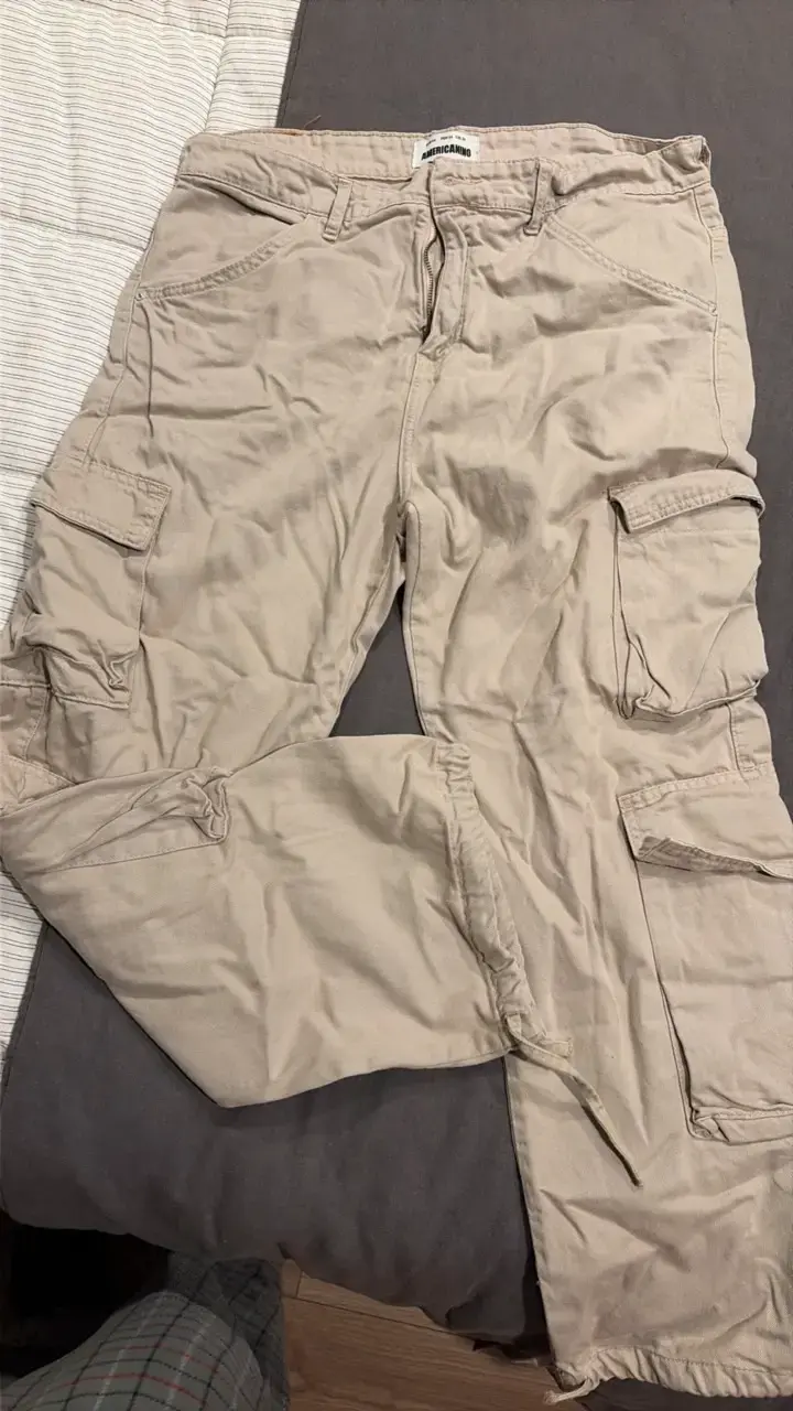 Pantalones cargo beige Americano talla 34 - 1