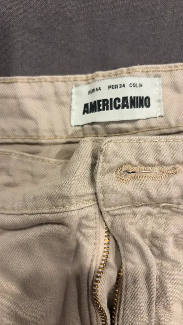 Pantalones cargo beige Americano talla 34 - 2